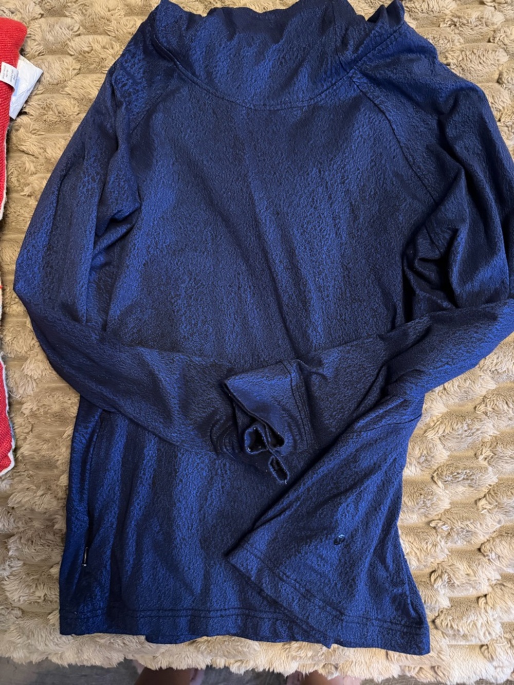 Navy Long Sleeve Textured Top